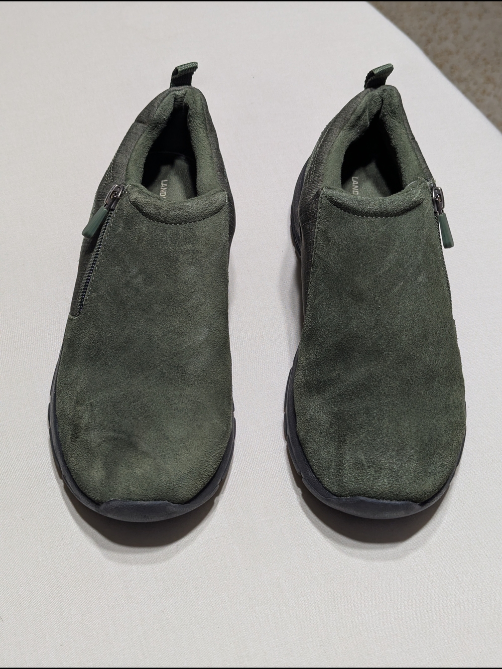 Land and Olive Green lip-On Suede Leather Zipper Ankle Boots